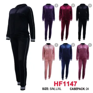 12 Sets Winter Lining Outfit Gym Legging Pants And Full Zip Jacket Top W/Hoodie Set HF1147