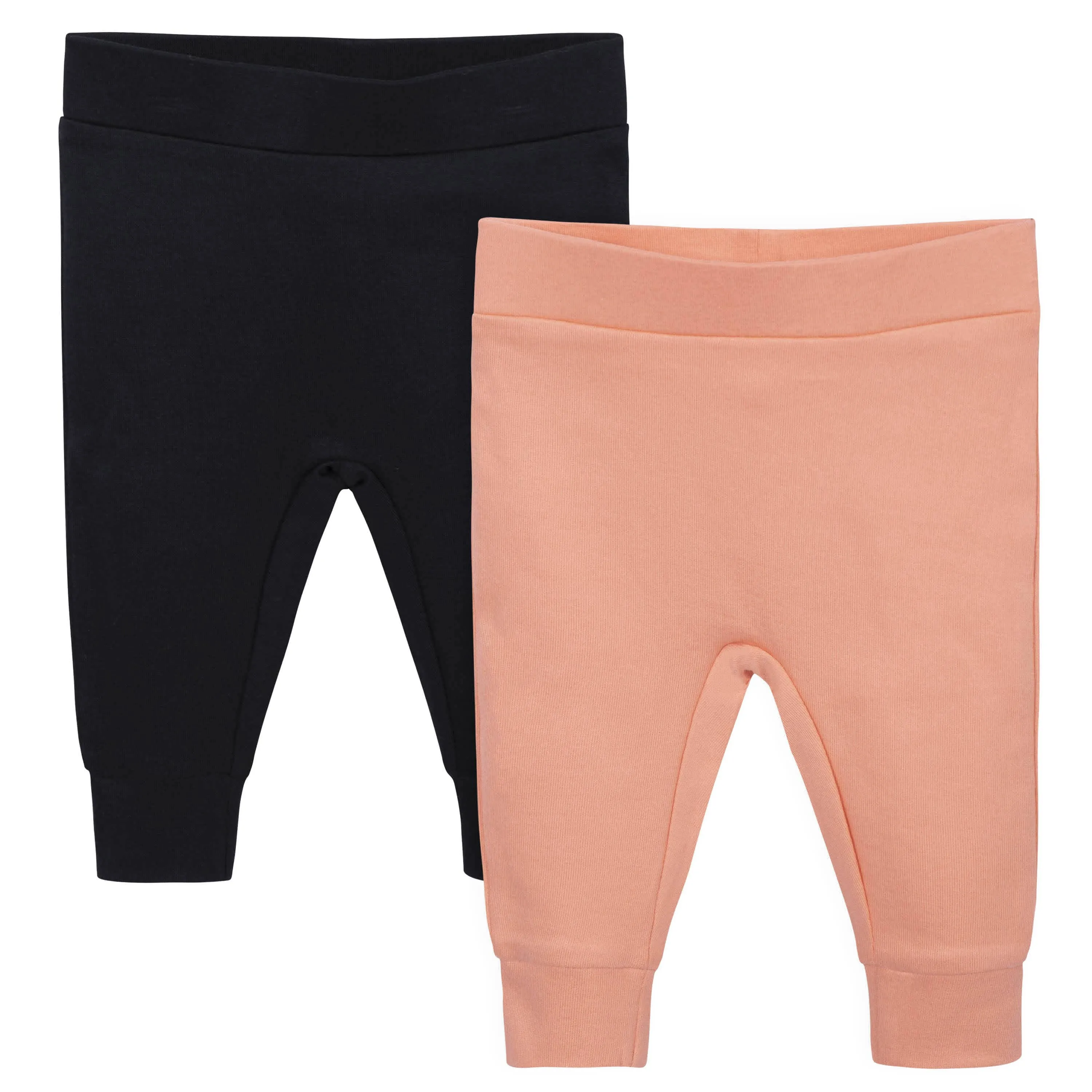 2-Pack Baby Girls Comfy Stretch Orange & Black Pants