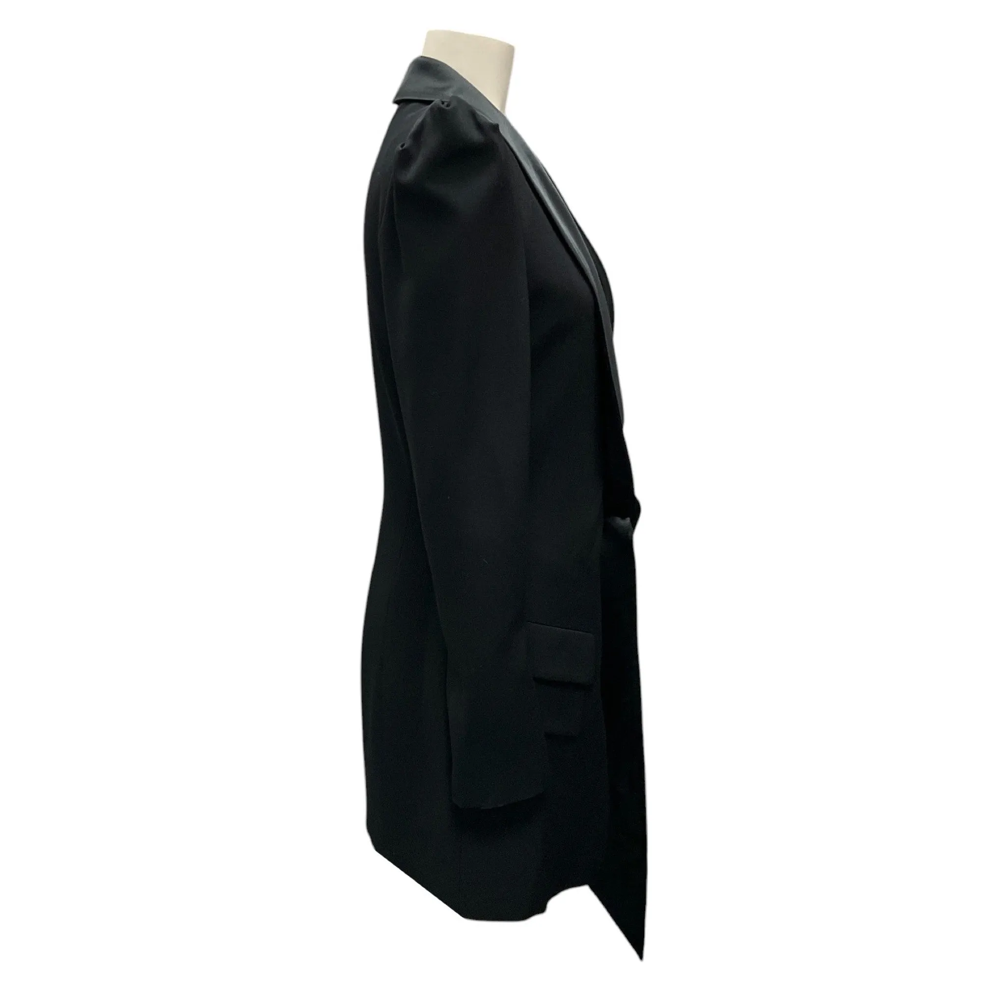 Alexandre Vauthier Black Satin Trimmed Tuxedo-Style Wool Blazer