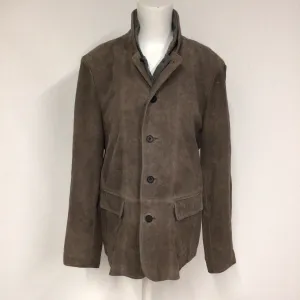 AllSaints Brown Suede Leather Blazer Jacket Size M