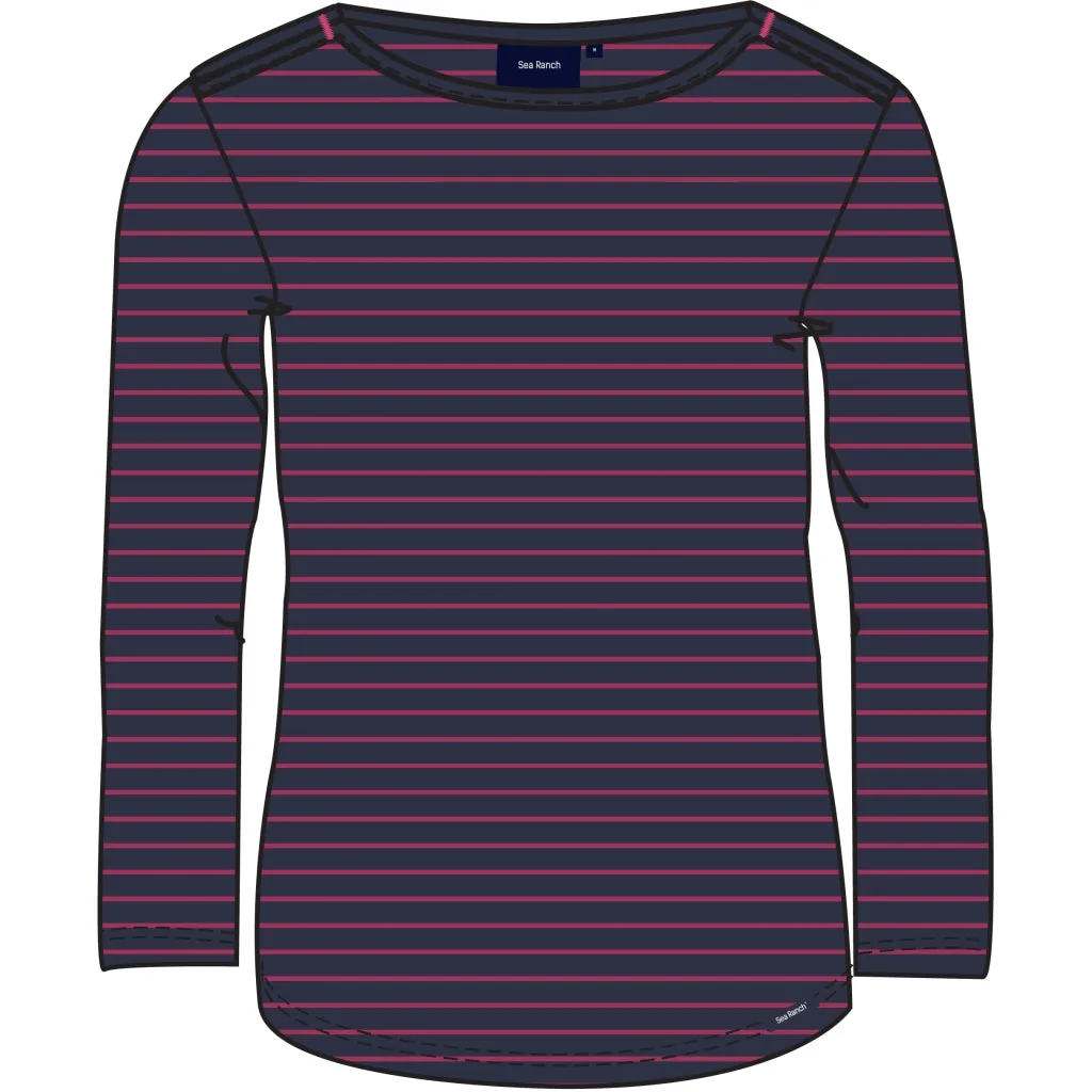 Amelie Striped Long Sleeve Tee - SR Navy / Sangria