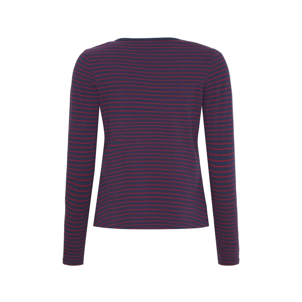 Amelie Striped Long Sleeve Tee - SR Navy / Sangria