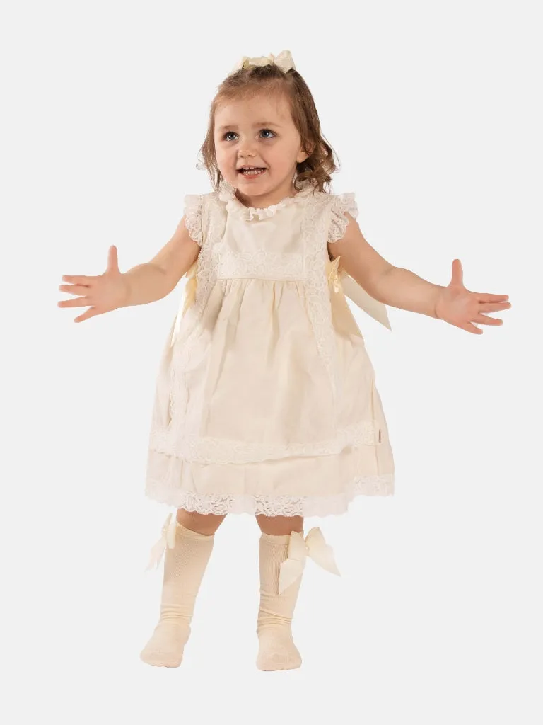 Baby Girl Spanish Ceremony Lace Dress-Cream/Ivory