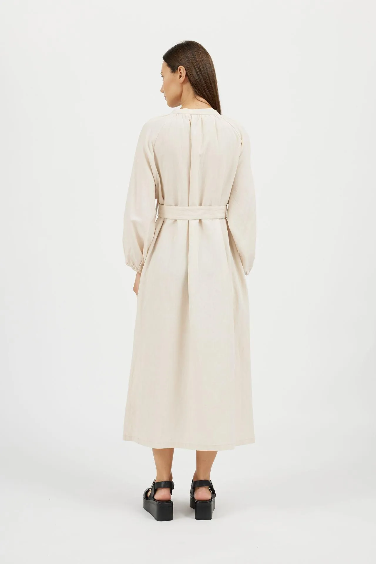 Bamboo Puff Sleeve Long Length Dress