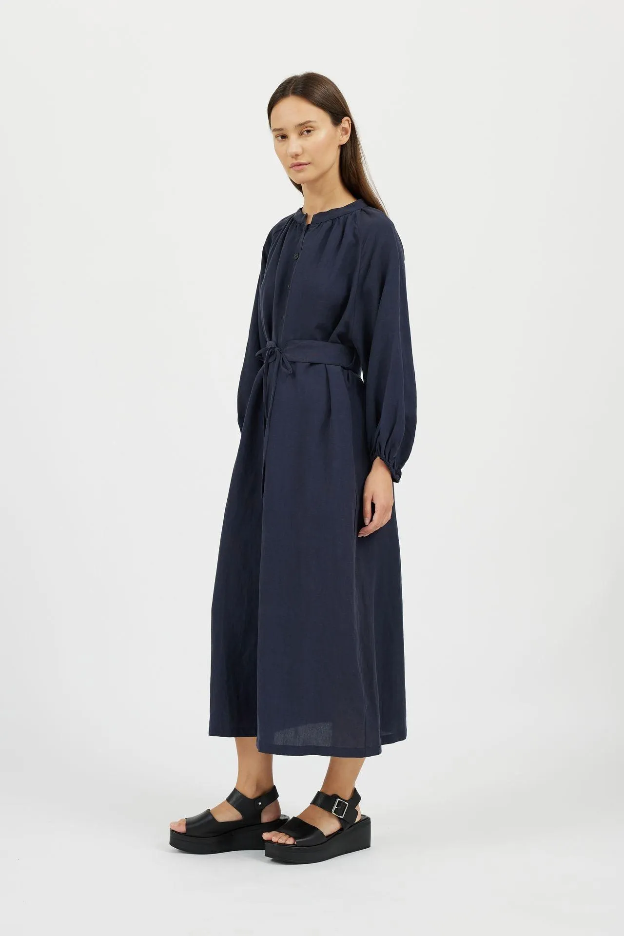 Bamboo Puff Sleeve Long Length Dress