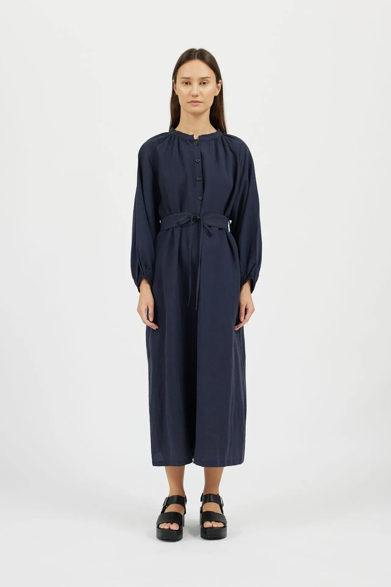 Bamboo Puff Sleeve Long Length Dress