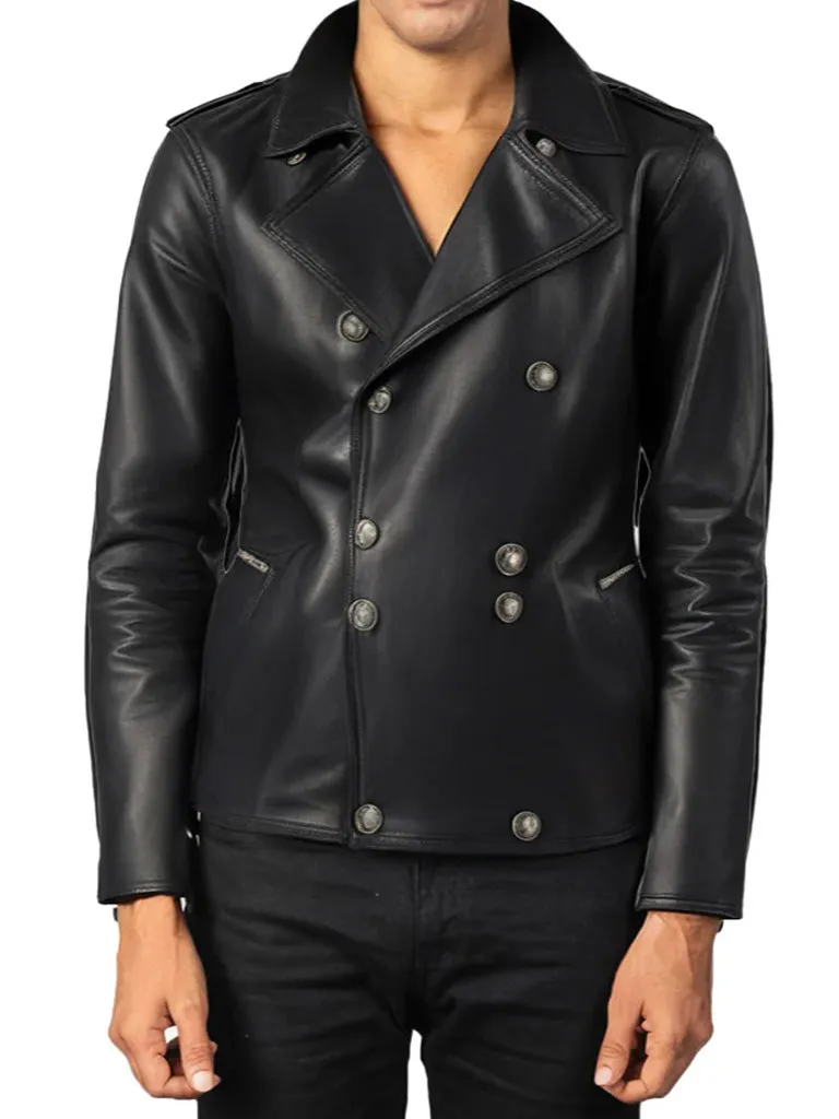 Black Chef Style Genuine Leather Jacket