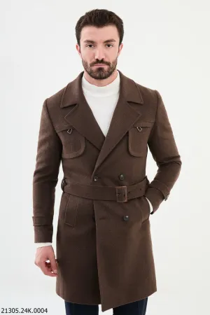 Bojoni Linas Slim Fit Brown Coat