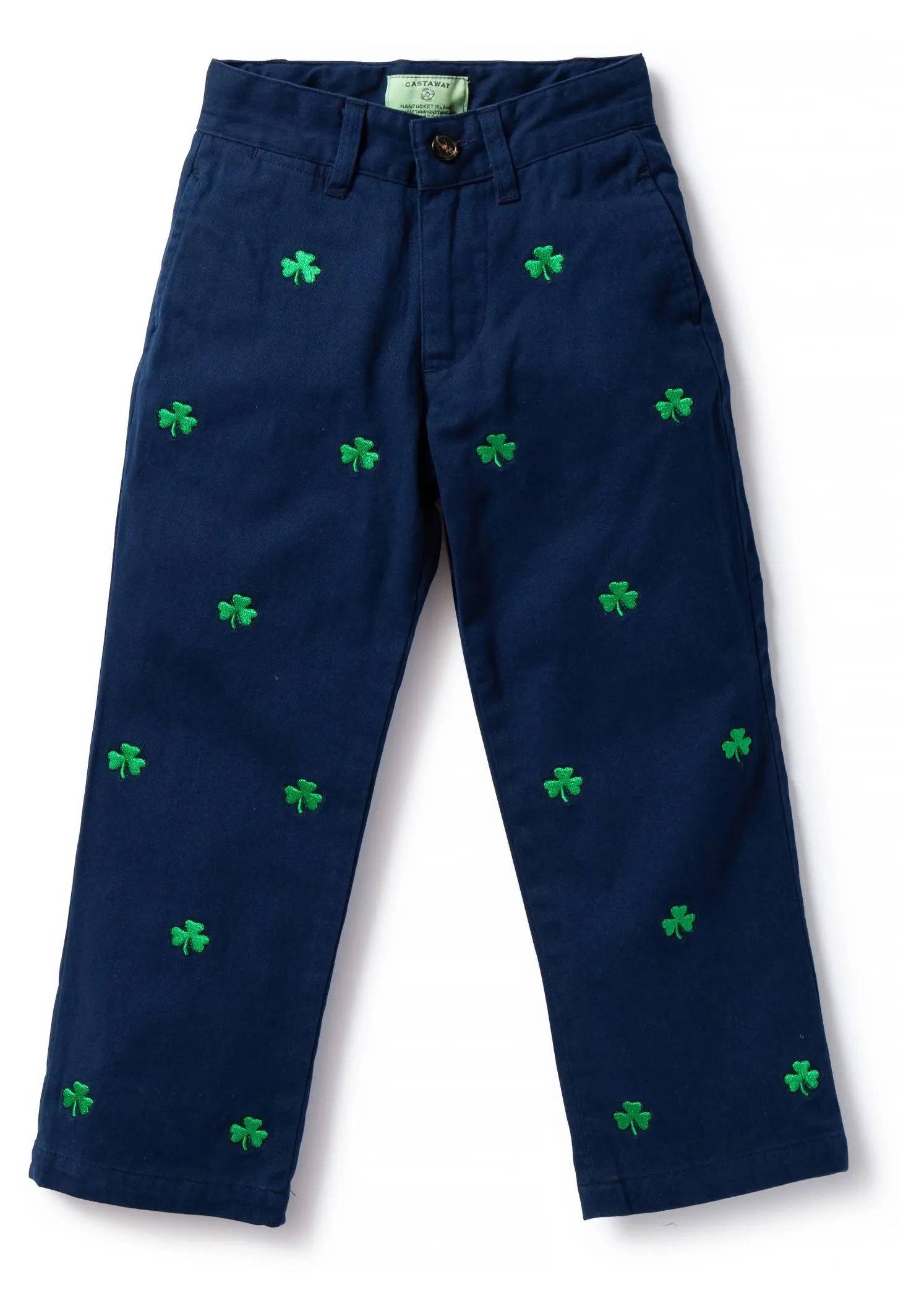 Boys Stretch Twill Port Pant Nantucket Navy with Shamrock