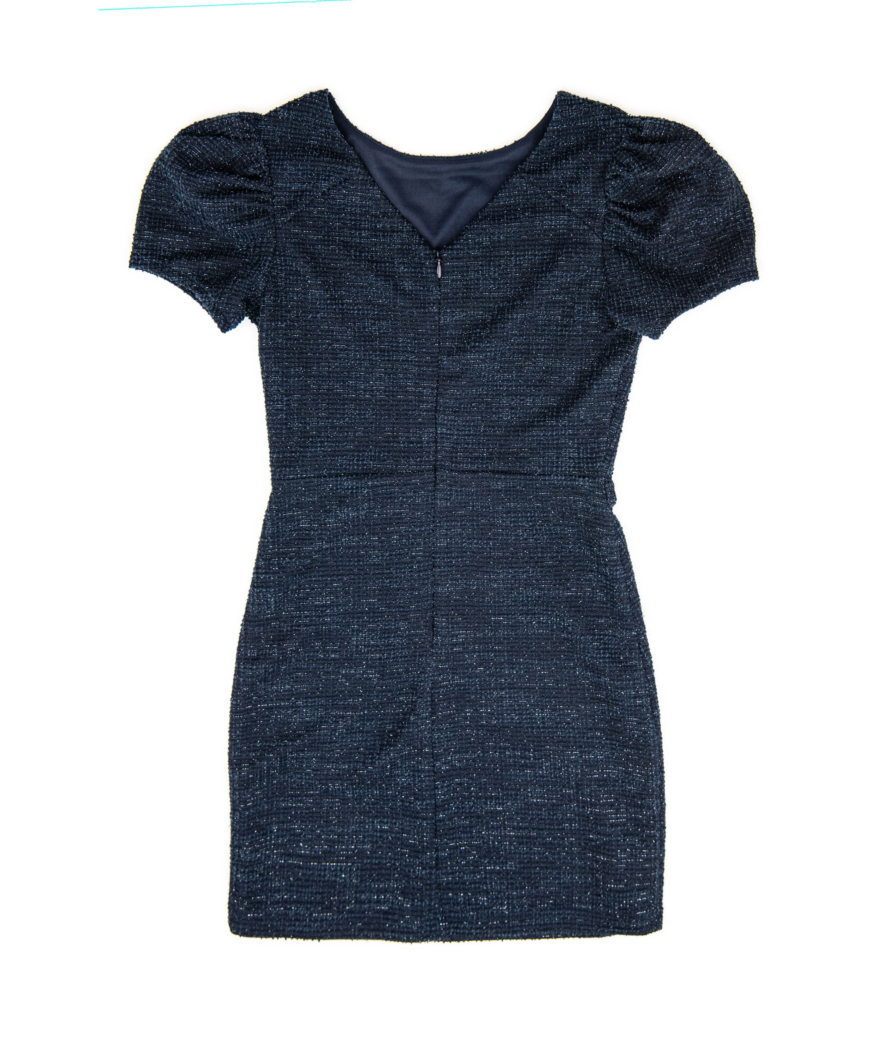 By Debra Girls Navy Boucle Side Ruched Cap Sleeve Dress