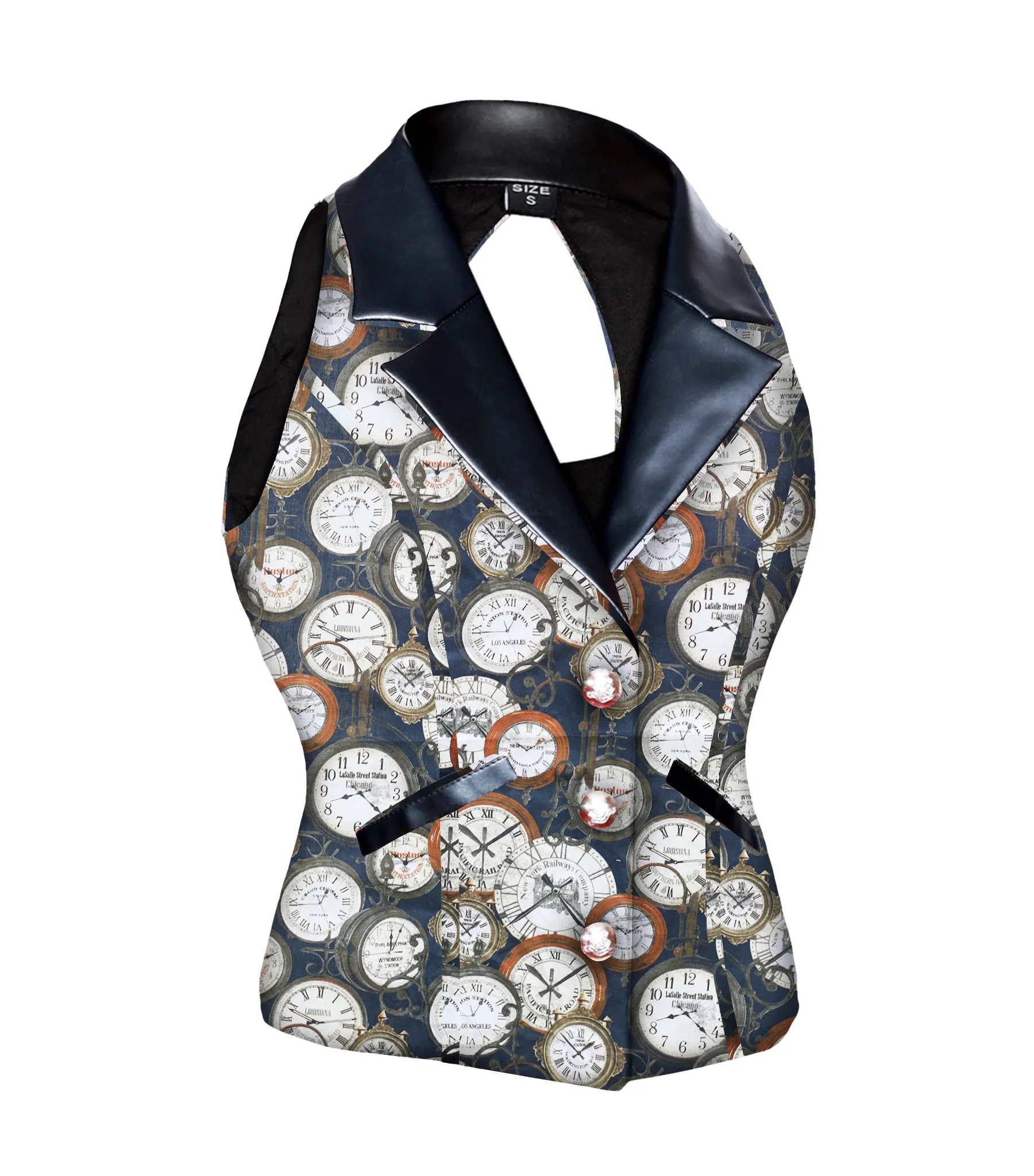 Camille Watch Printed Fabric Notch Collar Waistcoat