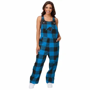 Carolina Panthers NFL Womens Plaid Bib Overalls