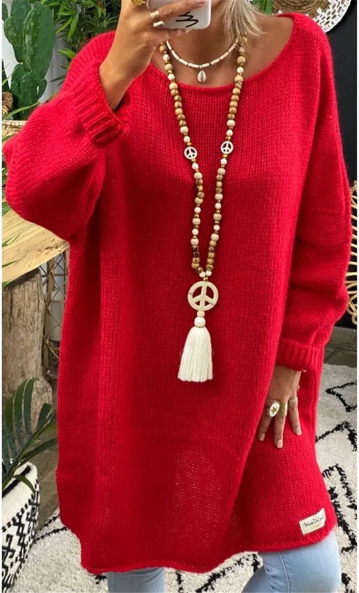 Casual Women Round Neck Knitting Loose Sweaters