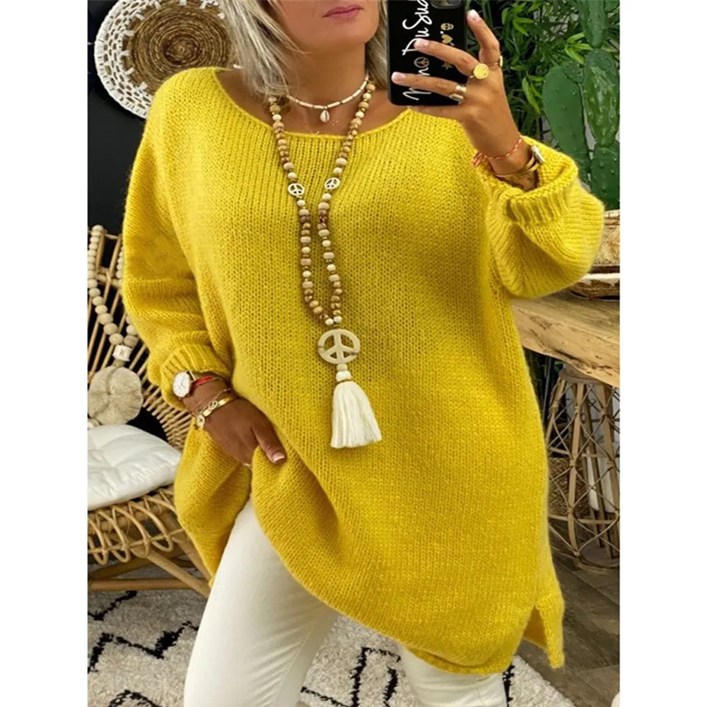 Casual Women Round Neck Knitting Loose Sweaters