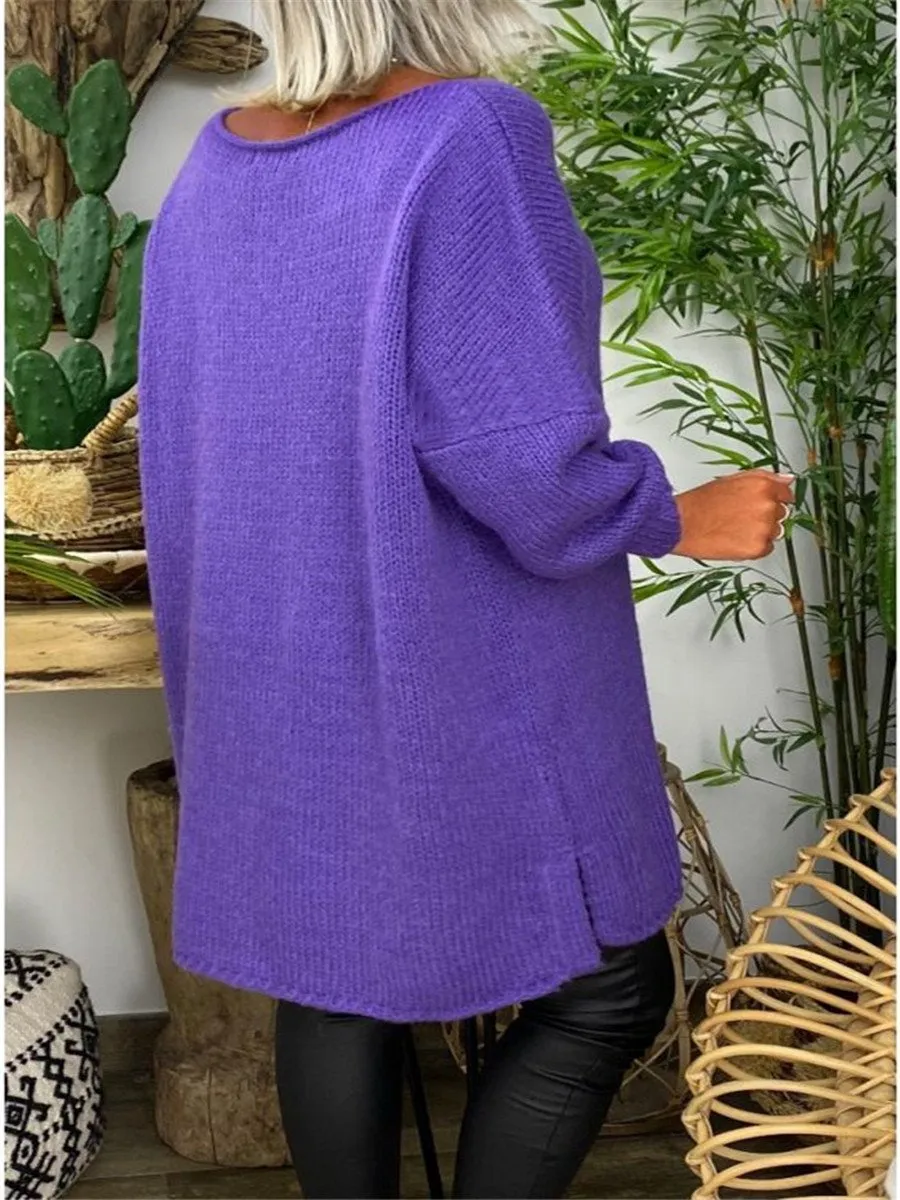 Casual Women Round Neck Knitting Loose Sweaters