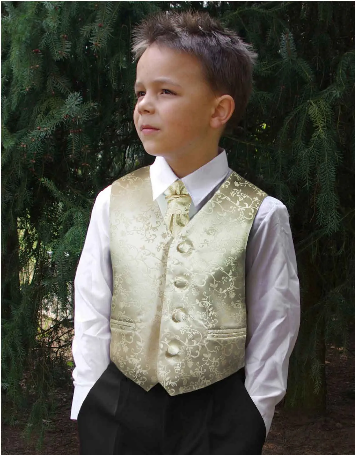 Champagne Boys Tuxedo Vest Set