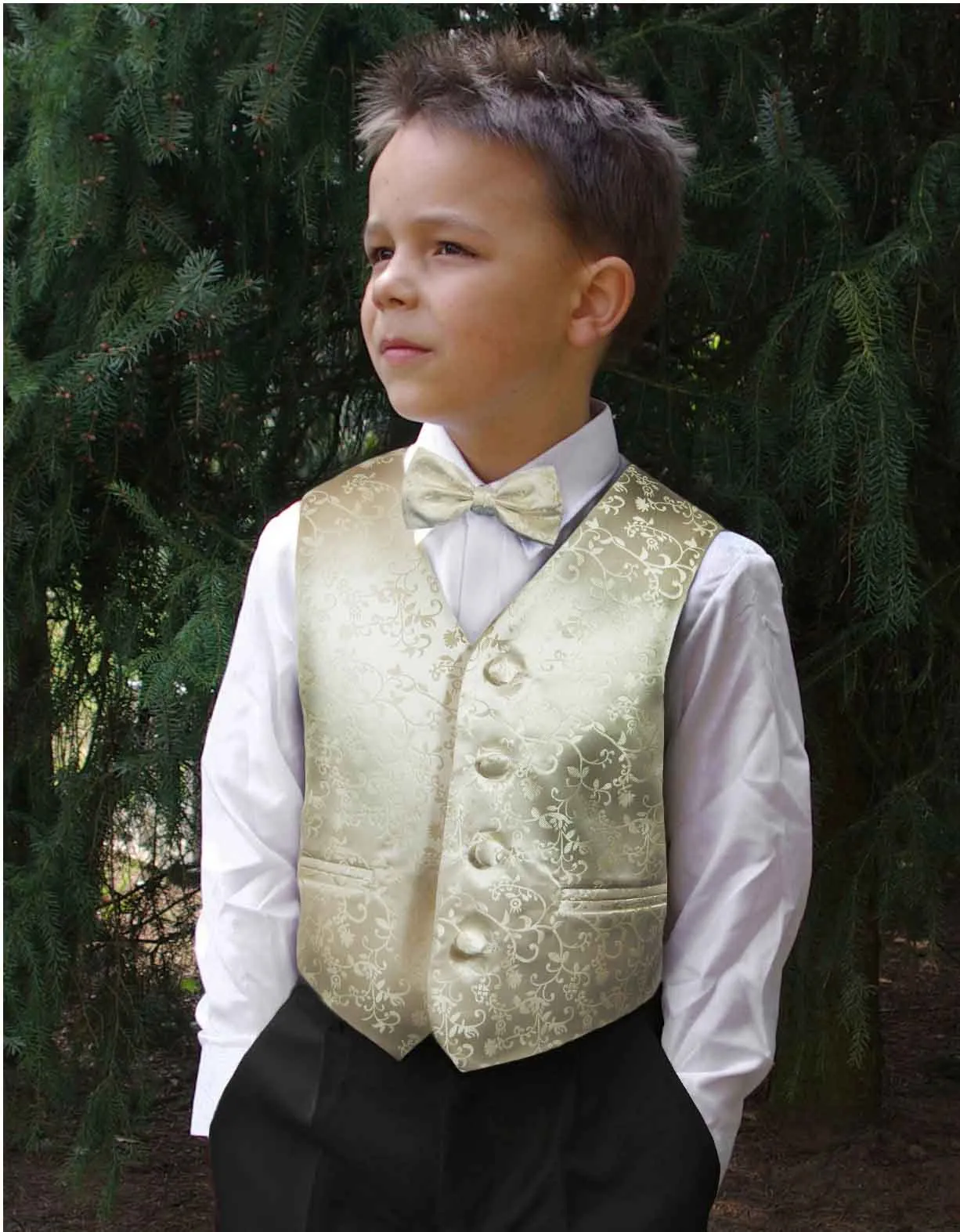 Champagne Boys Tuxedo Vest Set