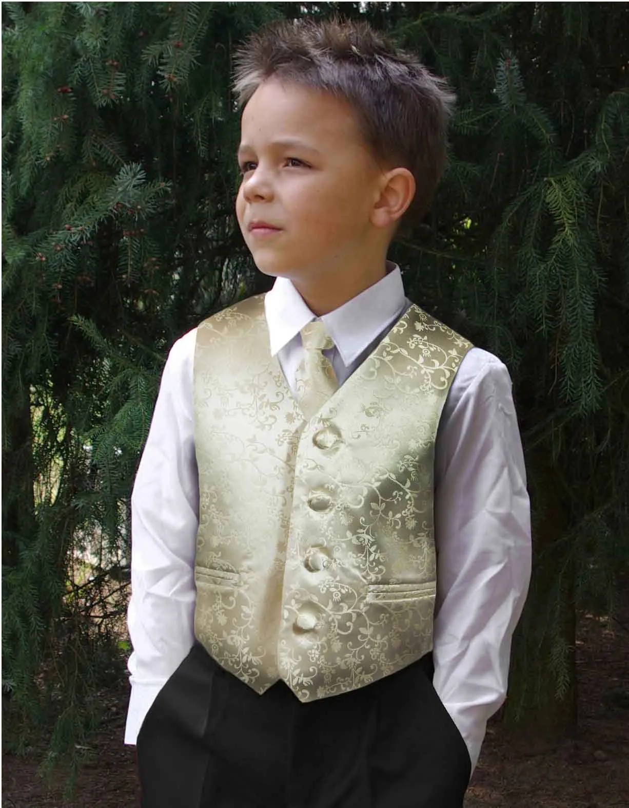 Champagne Boys Tuxedo Vest Set