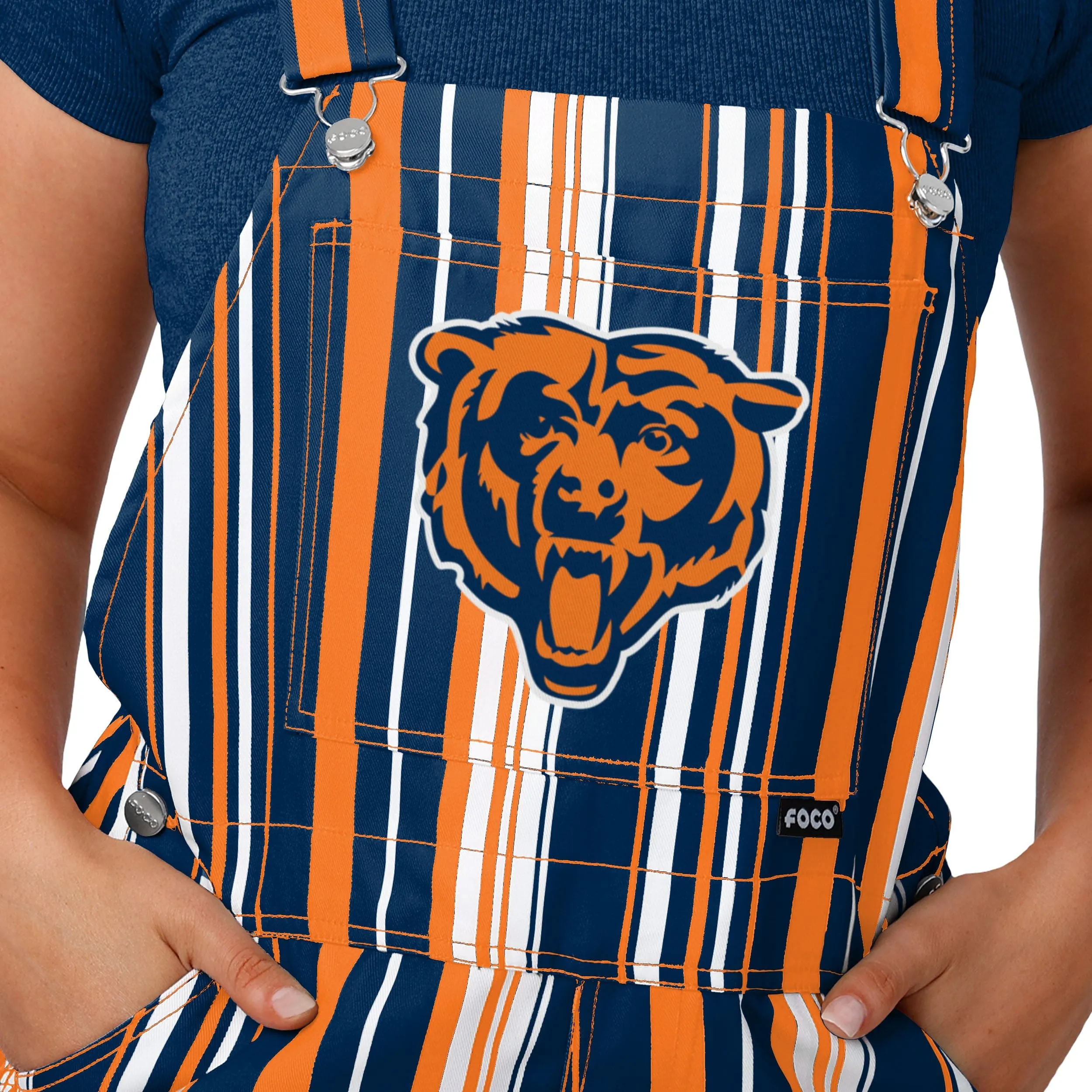 Chicago Bears NFL Womens Hyper Stripe Bib Overalls