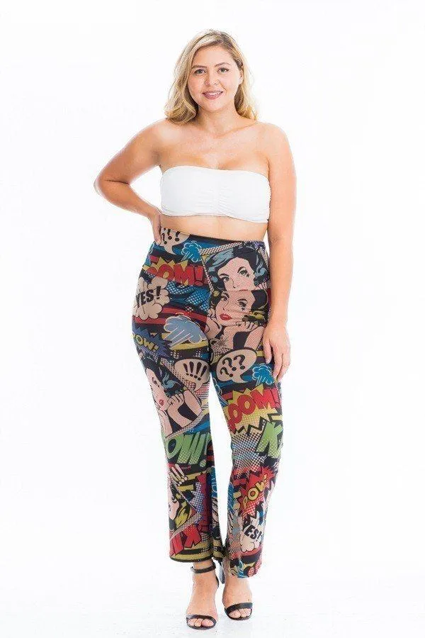 Comic Print, Flared Yoga Pants