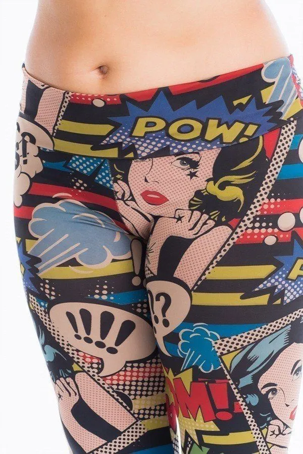 Comic Print, Flared Yoga Pants