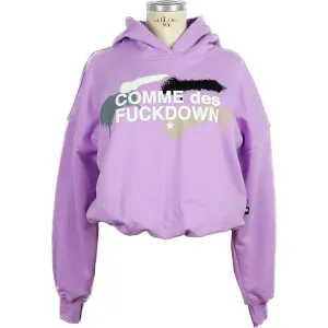 Comme Des Fuckdown Chic Purple Hooded Sweatshirt with Logo Print