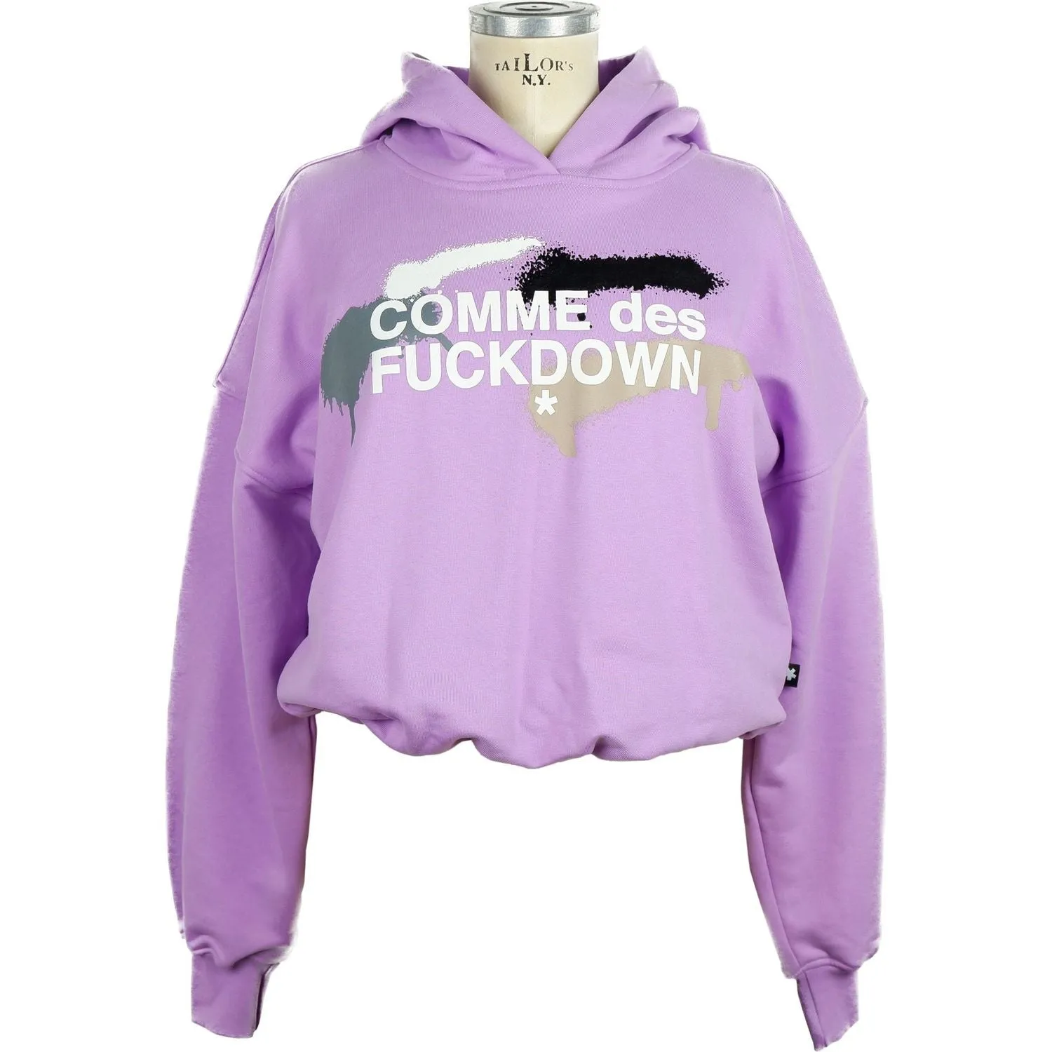 Comme Des Fuckdown Chic Purple Hooded Sweatshirt with Logo Print