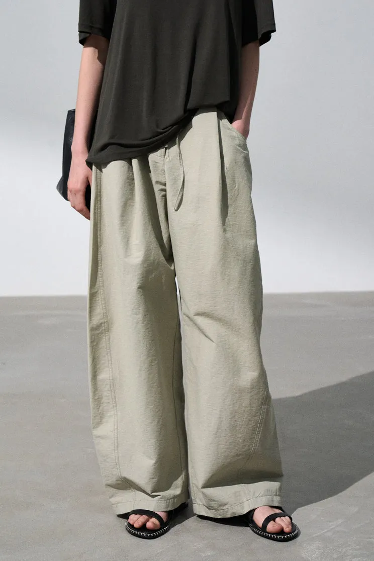 Cotton blend silhouette wide leg pants | 4 color