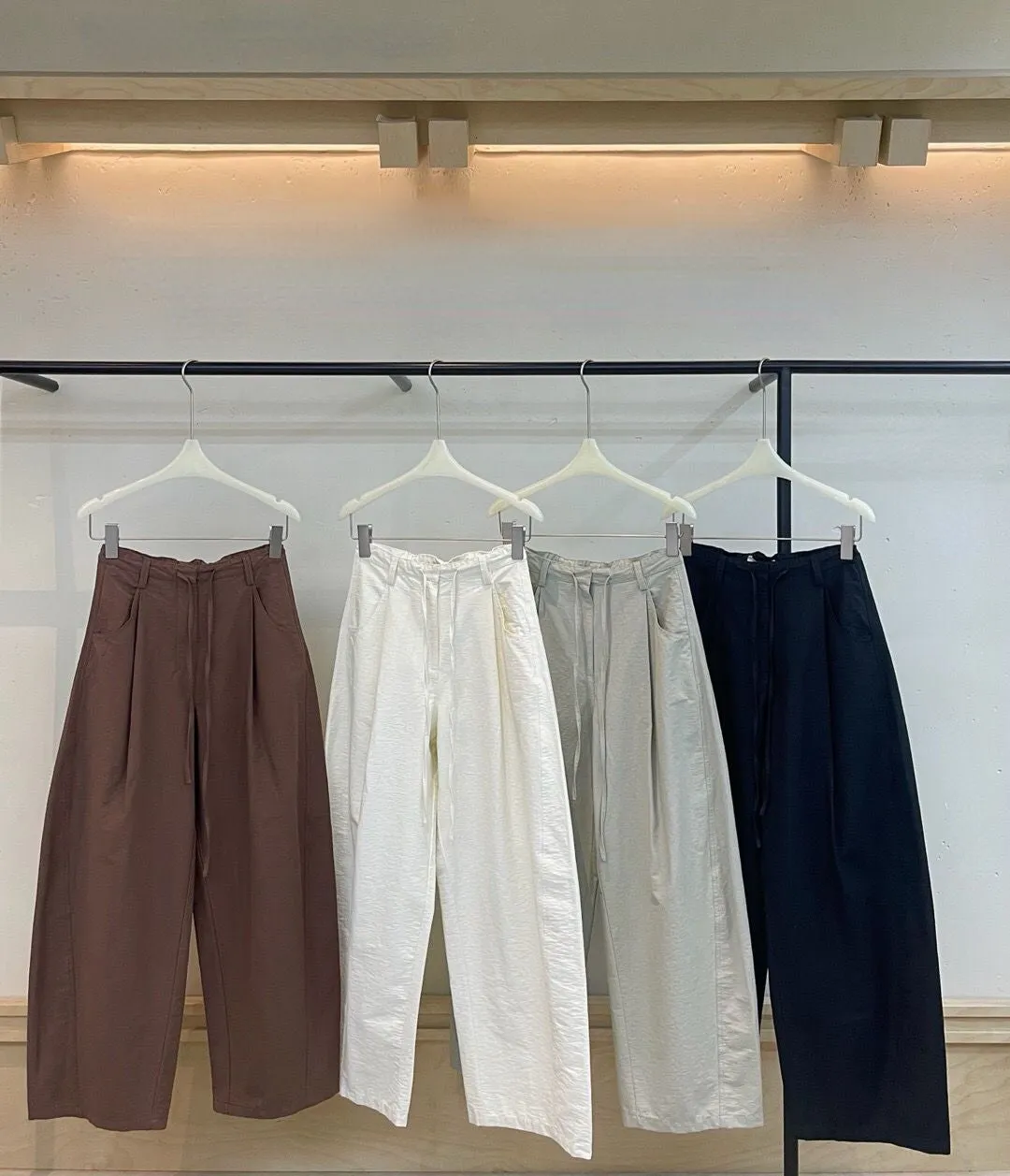 Cotton blend silhouette wide leg pants | 4 color