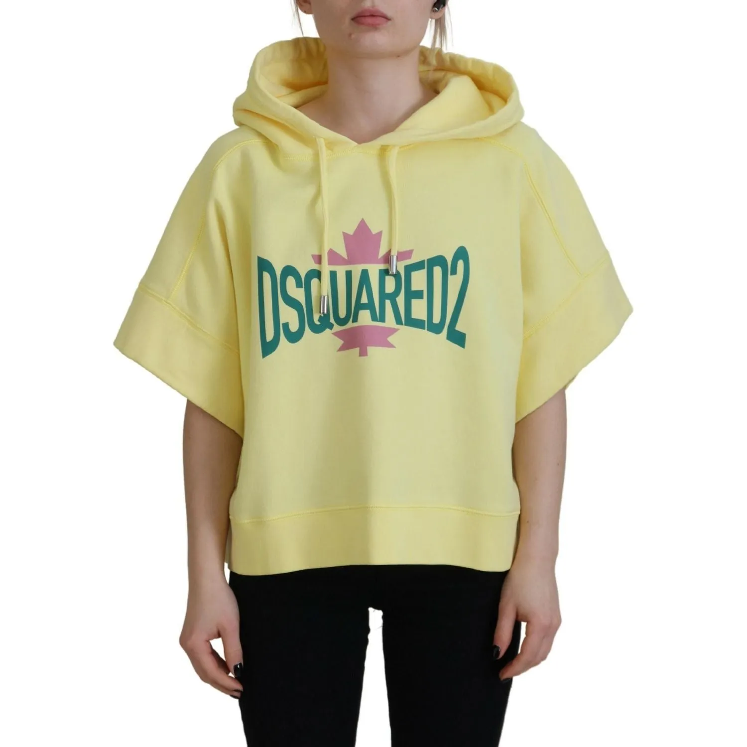 Dsquared² Yellow Logo Print Cotton Hoodie Sweatshirt Sweater