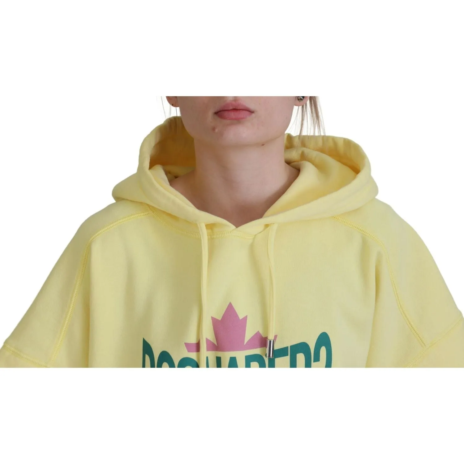 Dsquared² Yellow Logo Print Cotton Hoodie Sweatshirt Sweater