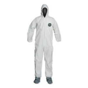 DuPont™ ProShield® 50 Hooded Coveralls w/Attached Boots and Elastic Wrists, White, Small, NB122SWHSM002500