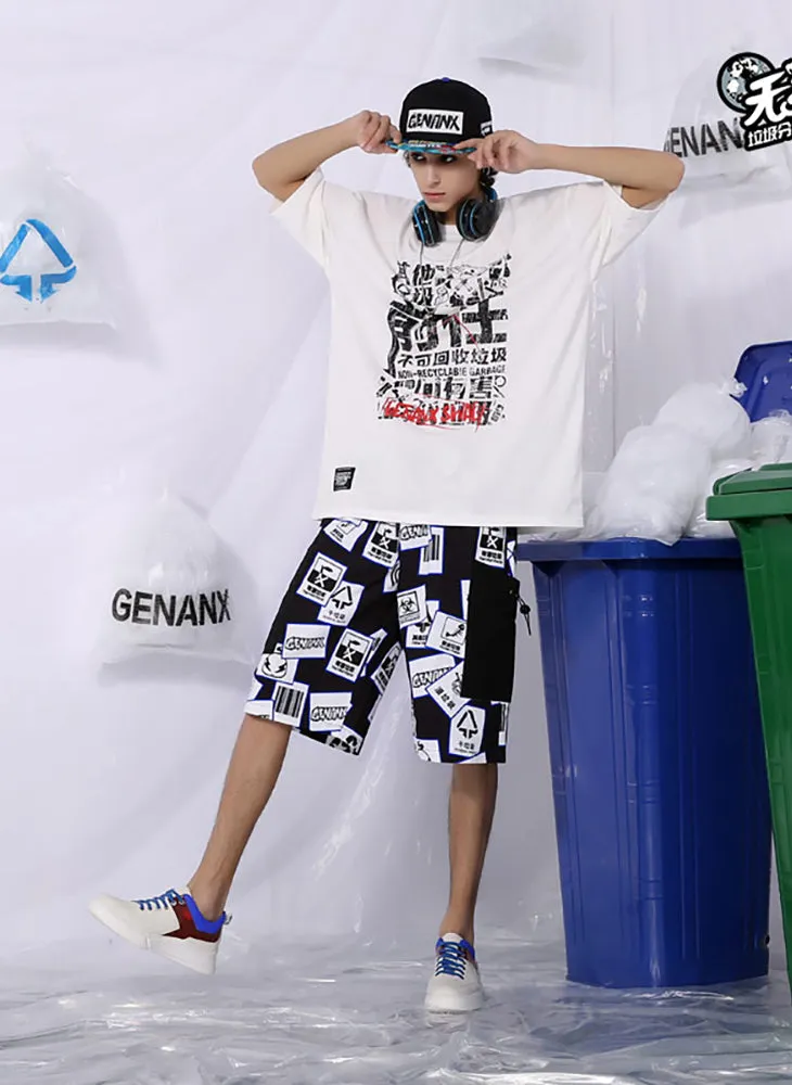 Eco-Friendly Garbage Classification Print Casual Shorts