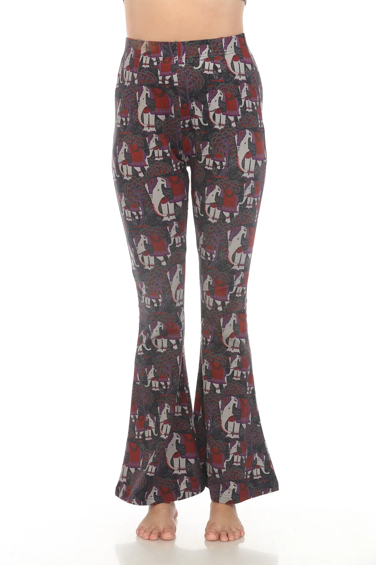 Elephant Print Bellbottom Pants