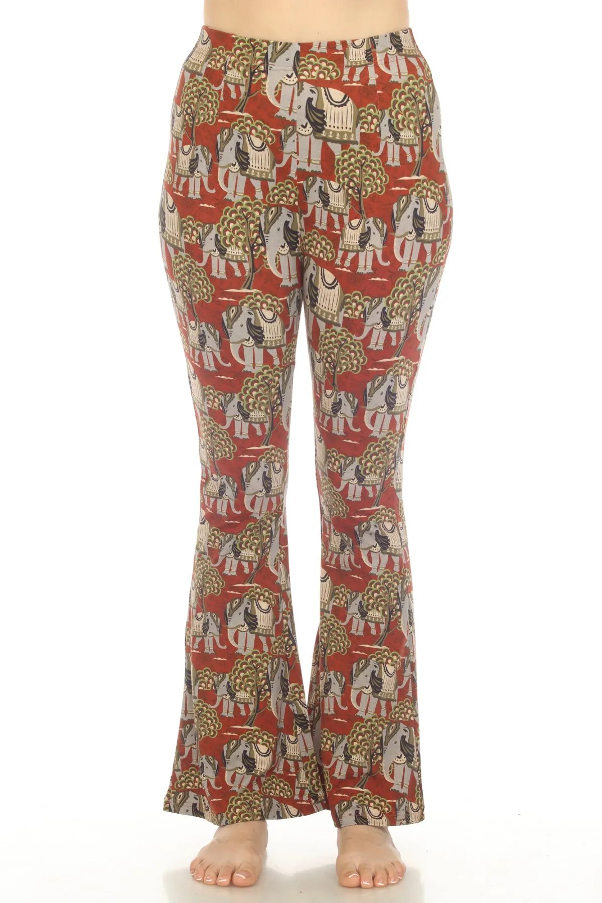 Elephant Print Bellbottom Pants