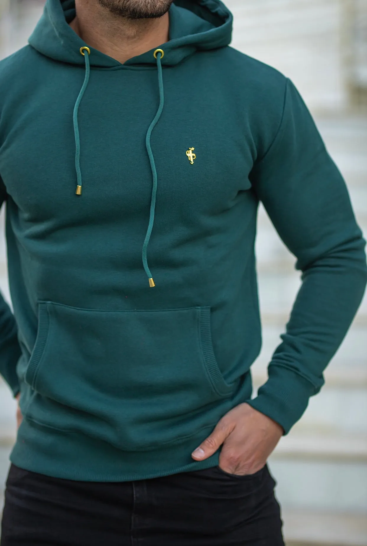 Father Sons Forest Green & Gold Overhead Hoodie Jumper - FSH548