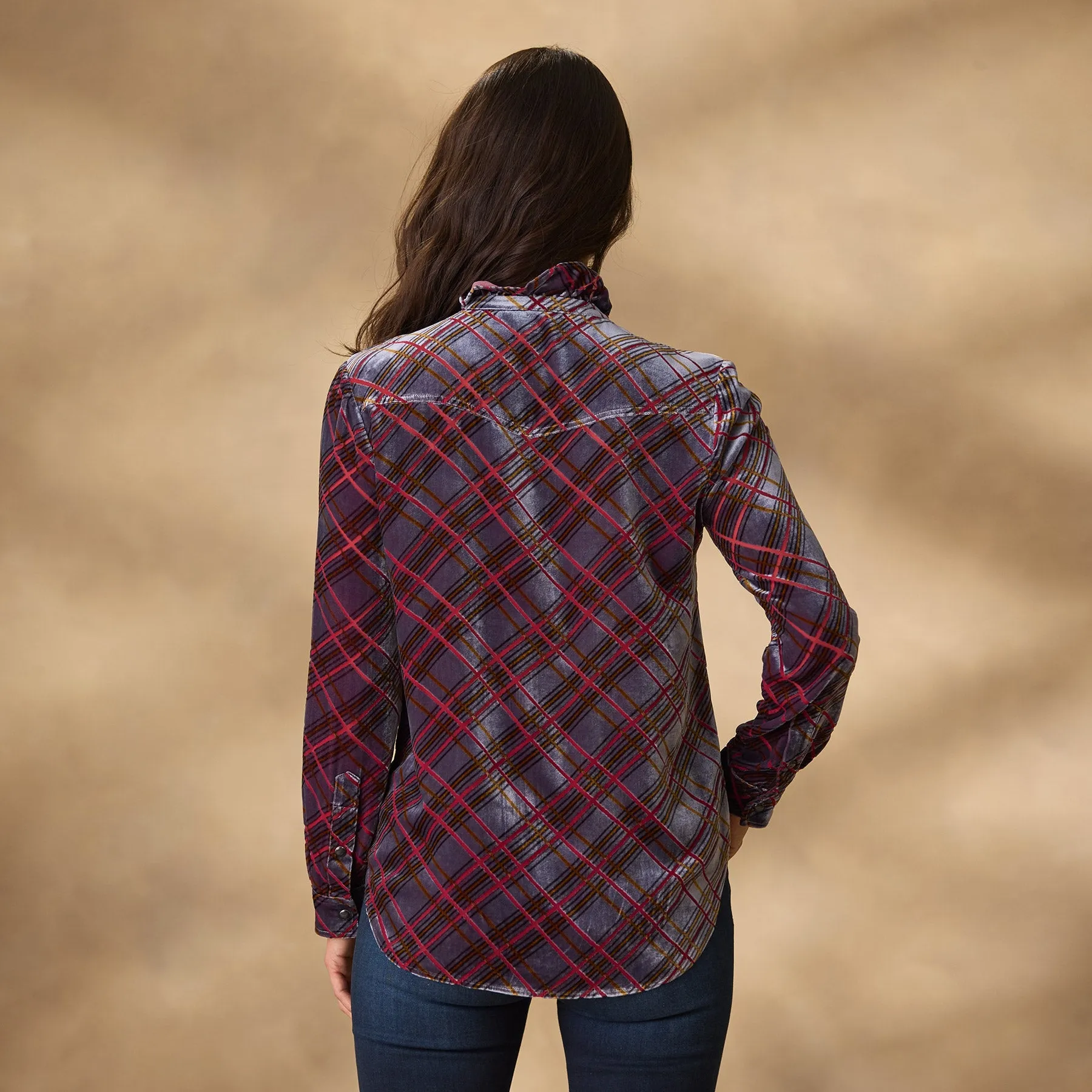 Gretel Plaid Velvet Shirt, Petite