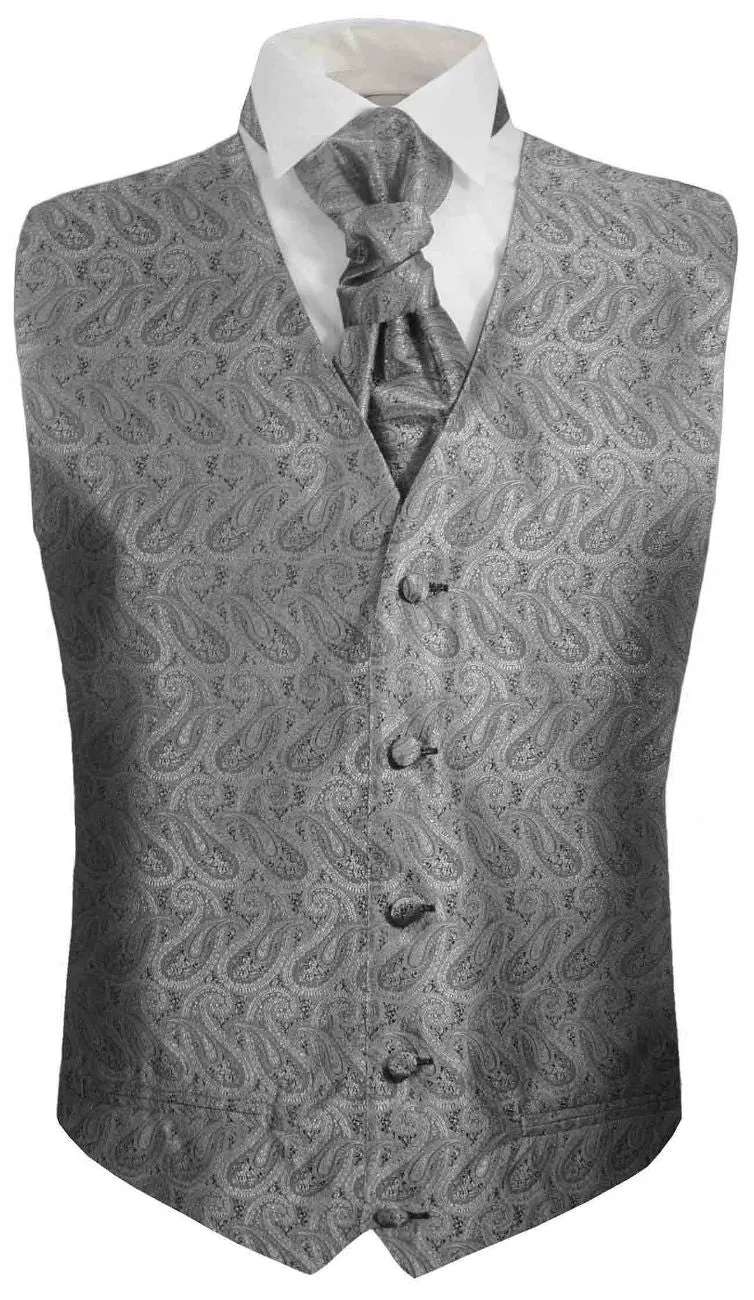 Grey Paisley Boys Tuxedo Vest Set