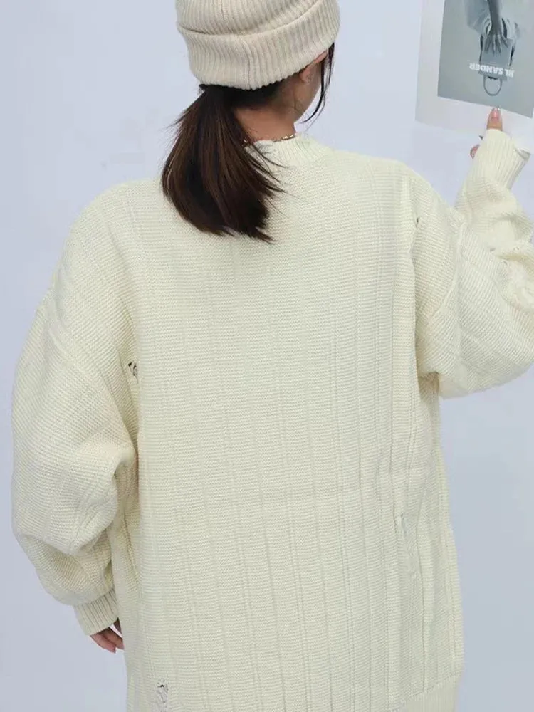 Hip-hop Knitted Oversized High Loose Street Casual Autumn Y2K Embroidery Sweater