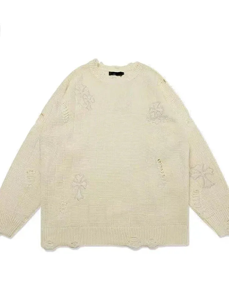 Hip-hop Knitted Oversized High Loose Street Casual Autumn Y2K Embroidery Sweater