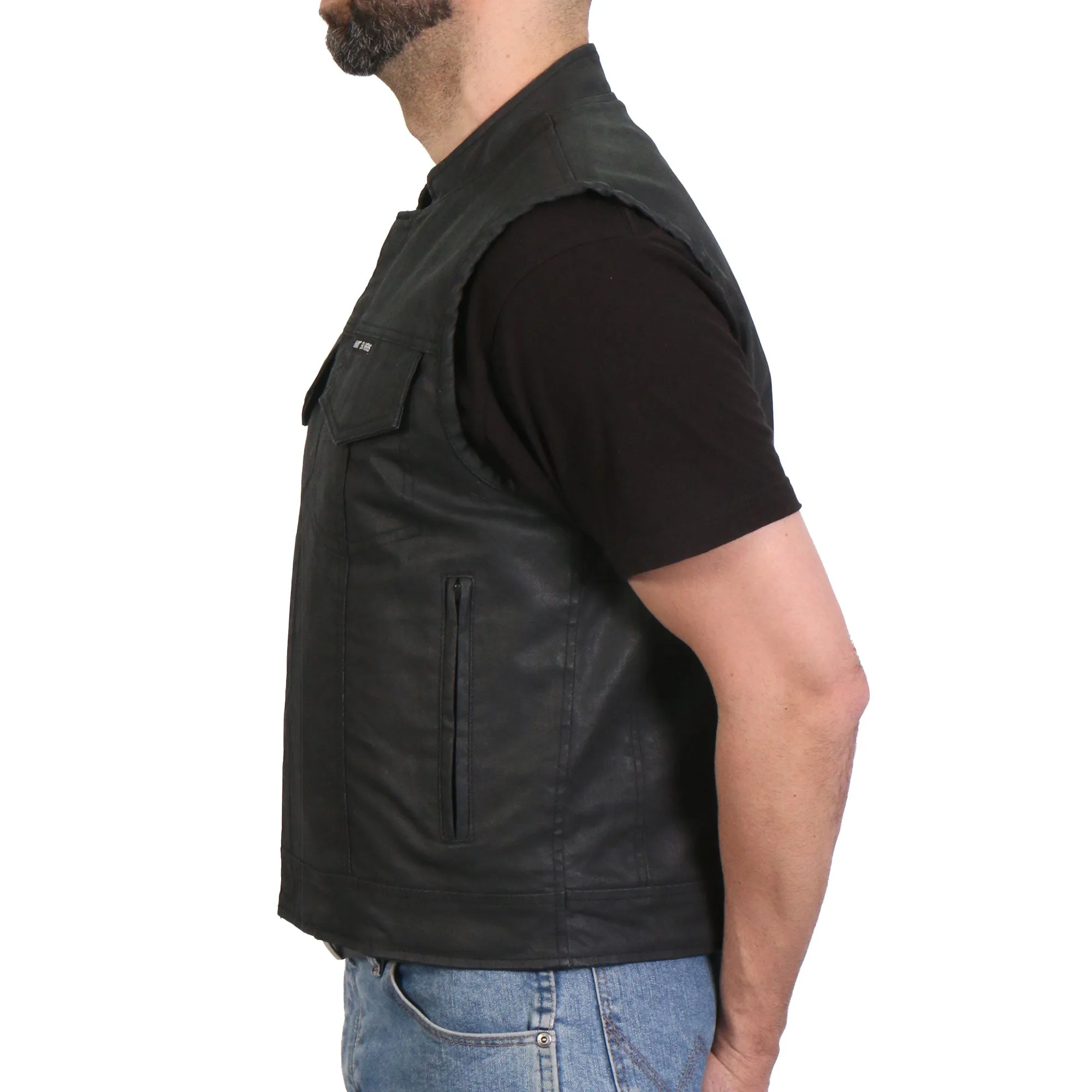 Hot Leathers Waxed Cotton Club Style Vest