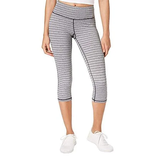 Ideology Striped Cropped Leggings Black, Size XS