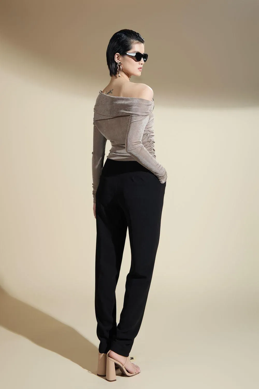 Julianna Baggy Slim Leg Wool Ankle Length Pants