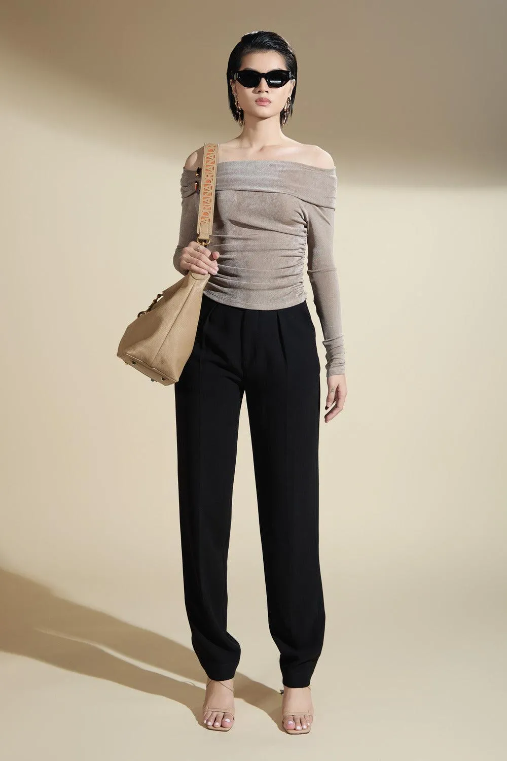 Julianna Baggy Slim Leg Wool Ankle Length Pants