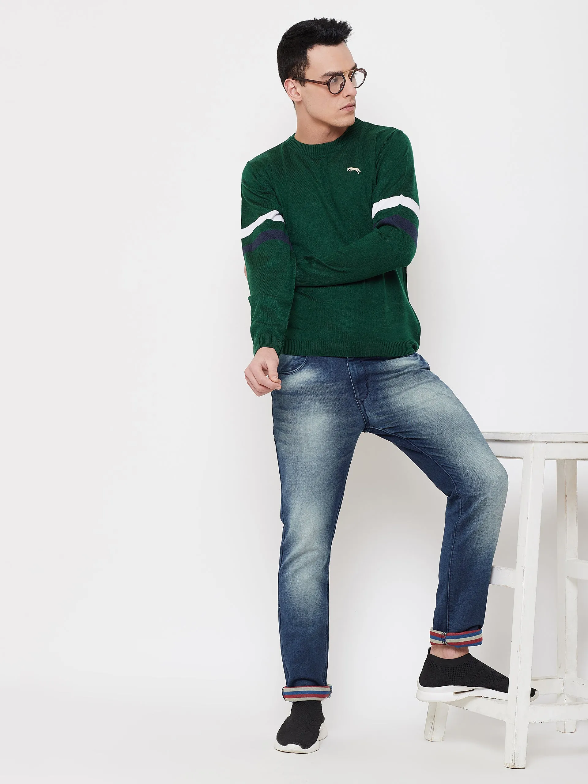 JUMP USA Men Green Solid Sweater