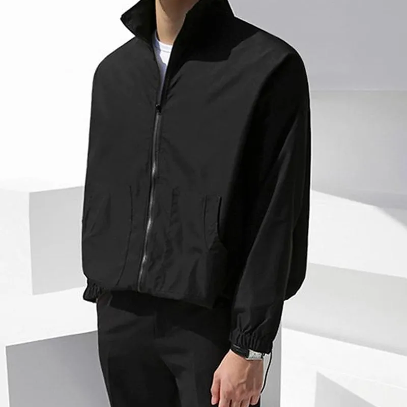 [Korean Style] Black Minimal Zip Shirt Jacket