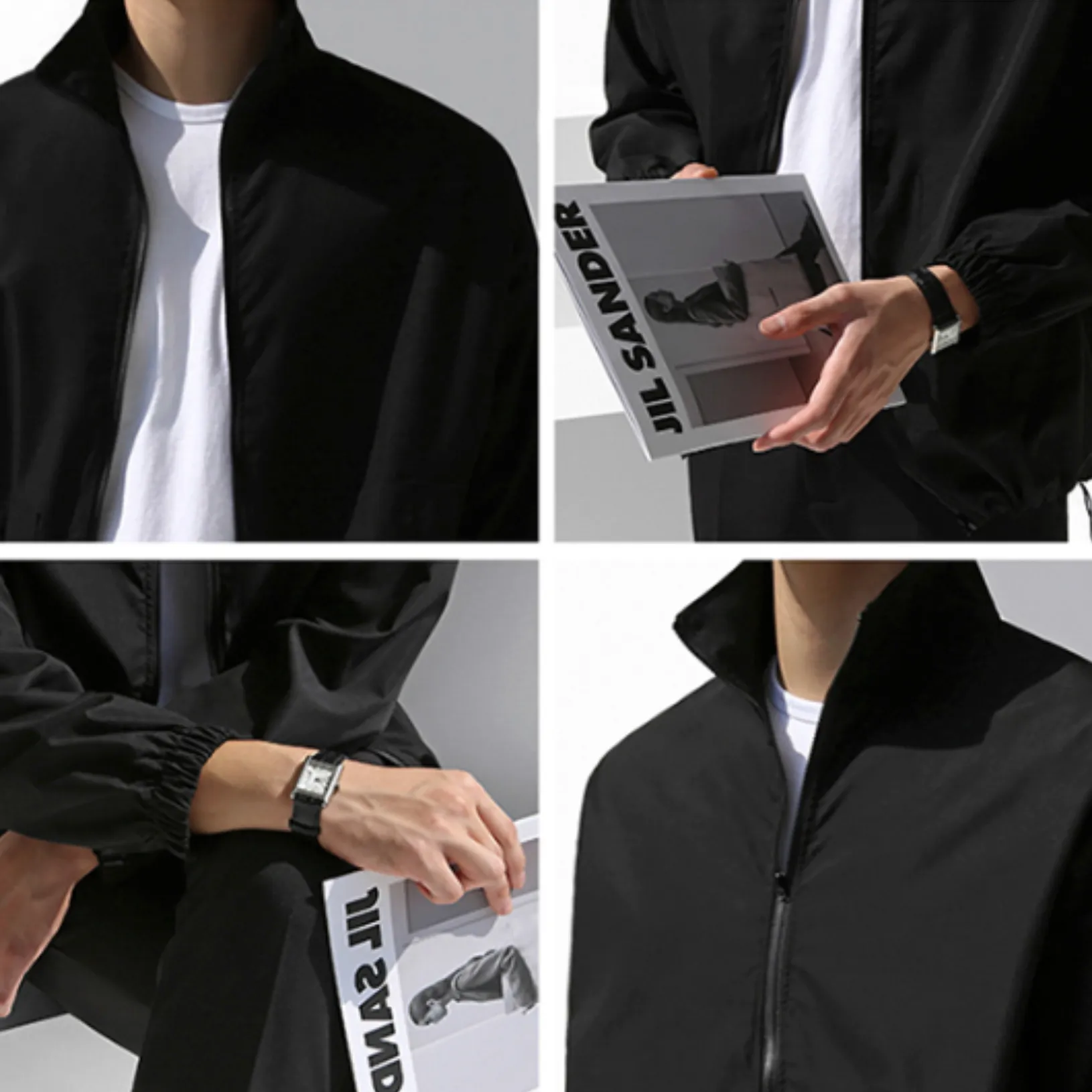 [Korean Style] Black Minimal Zip Shirt Jacket