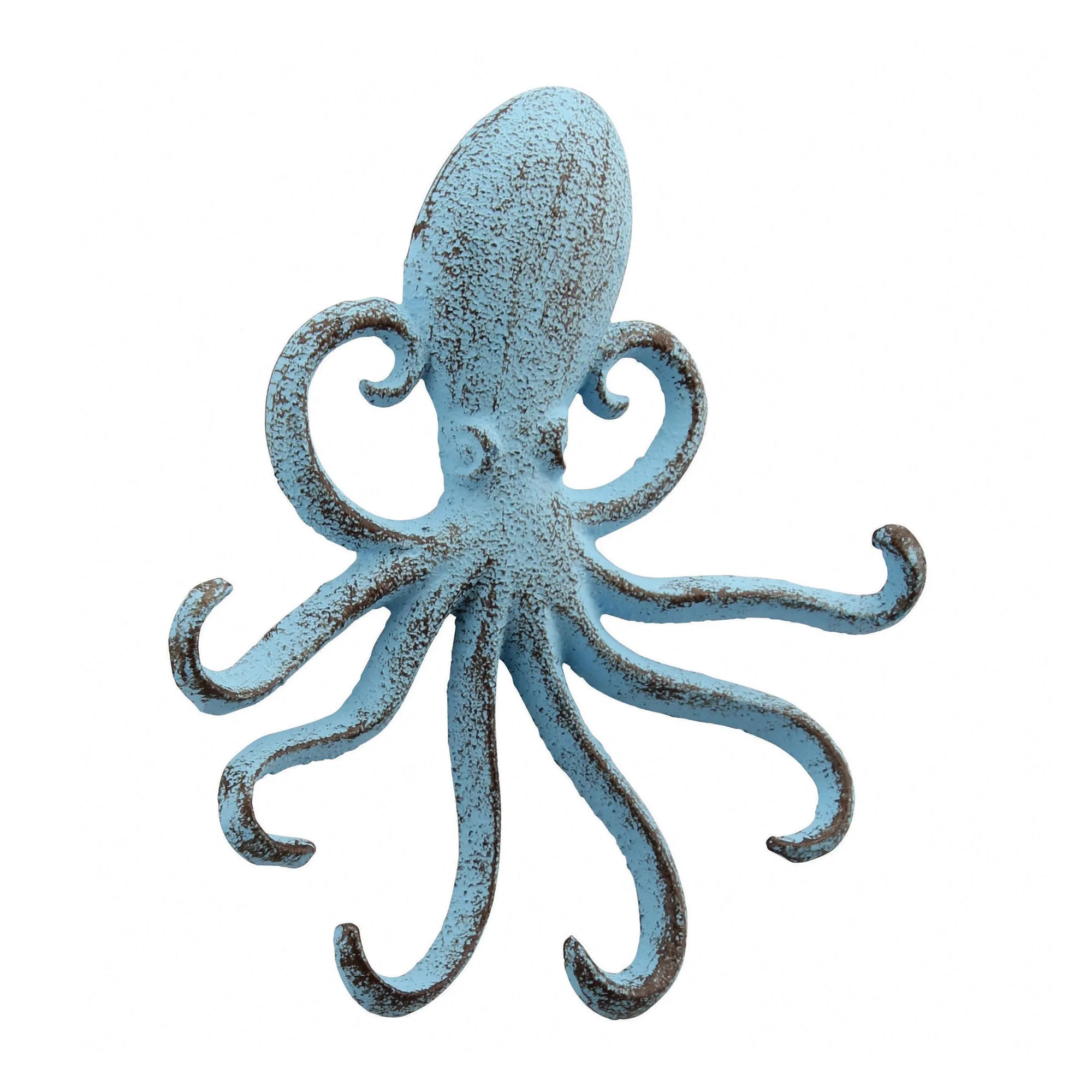 Light Blue Octopus Cast Iron Decorative Wall Hook (WS)