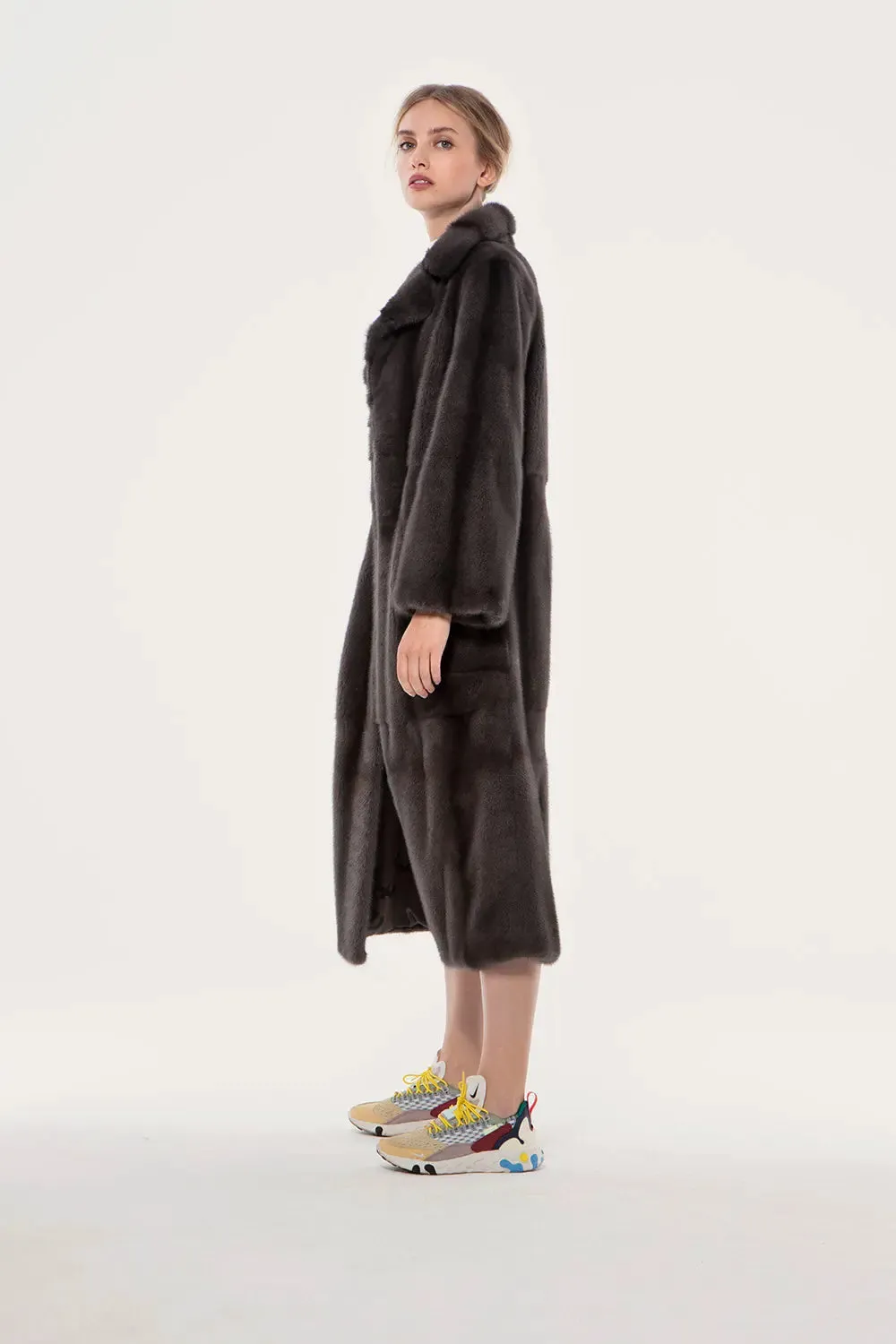 Long brown mink coat