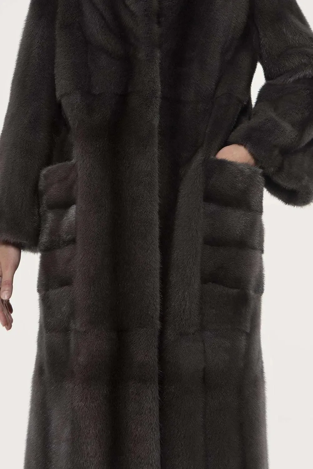 Long brown mink coat